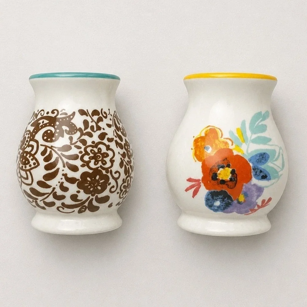 Salt‎ and Pepper Shakers Set OS Multicolor Floral Damask Ceramic Pioneer Woman